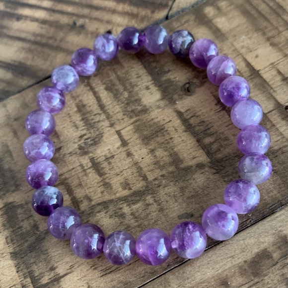 Handmade Jewelry - Purple Amethyst Handmade Chakra Stretch Bracelet